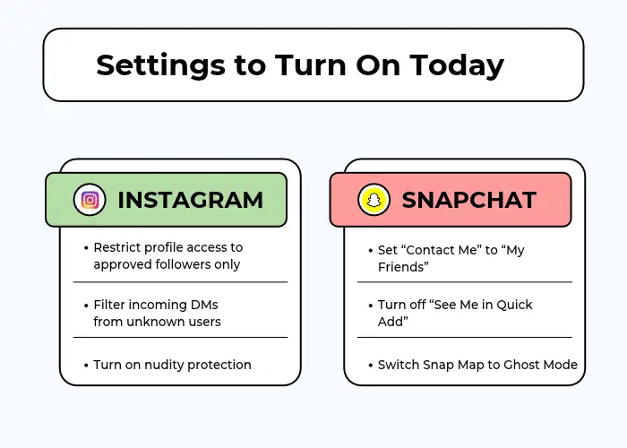 Setting to turn on today on Instagram and Snapchat to avoid sextortion scams